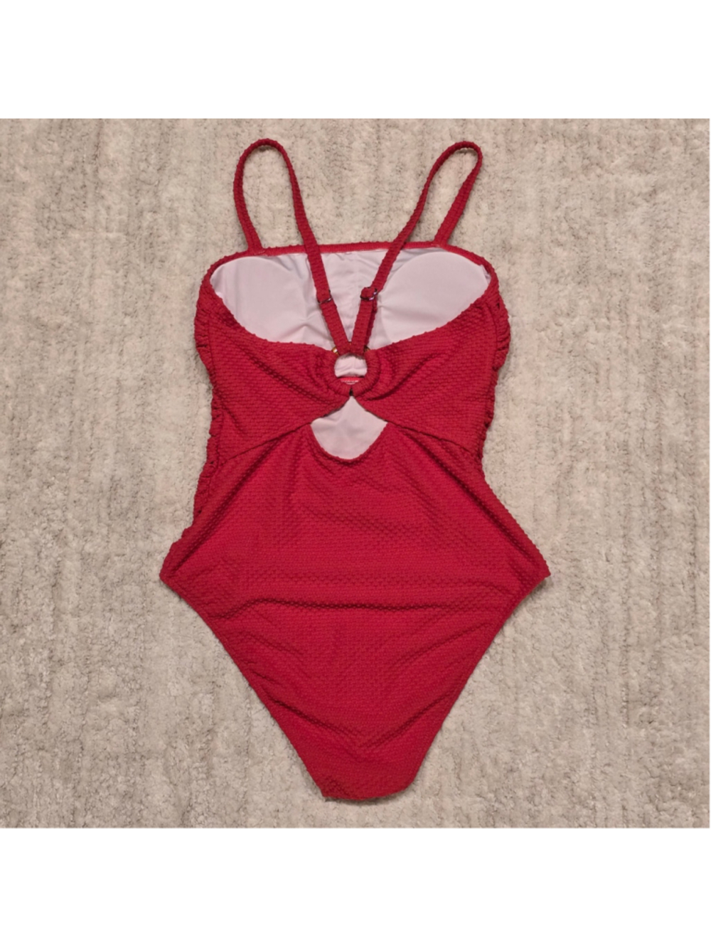 Women's Unbranded Red Textured One-Piece Swimsuit Size S - Picture 5 of 6